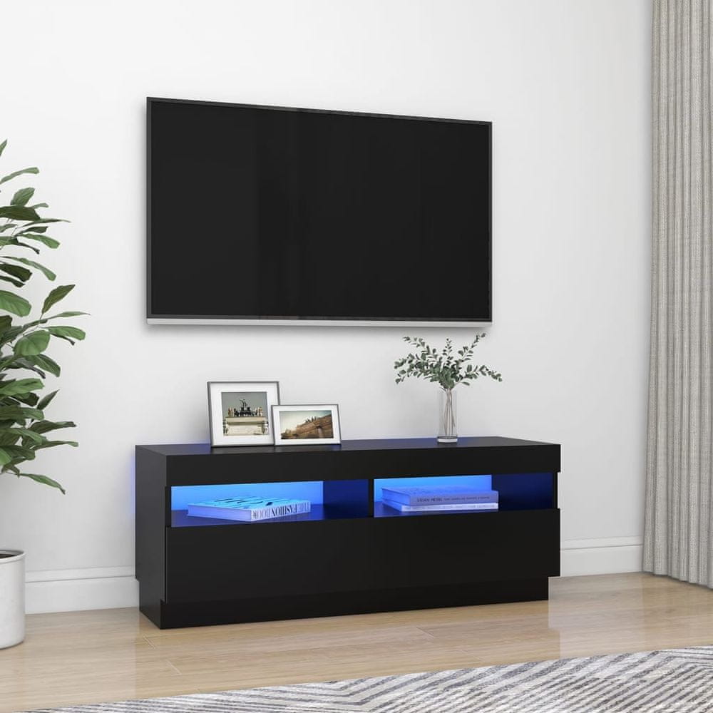 Vidaxl TV skrinka s LED svetlami čierna 100x35x40 cm